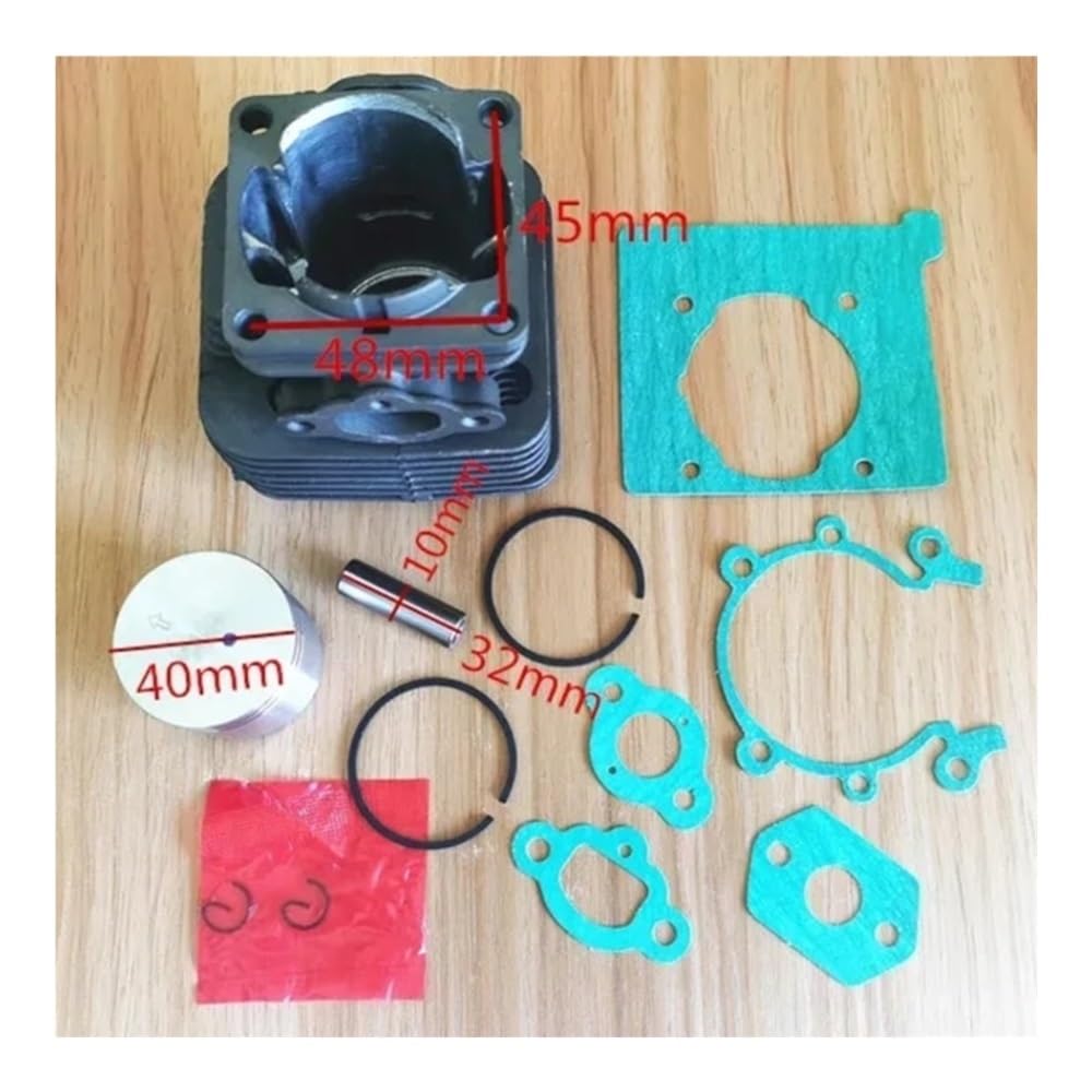 Kit de pistón de Cilindro de 40mm y Junta Completa Compatible con desbrozadora OM43 OM44, cortadora Zylinder con Clips de Pasador de Anillo de pistón