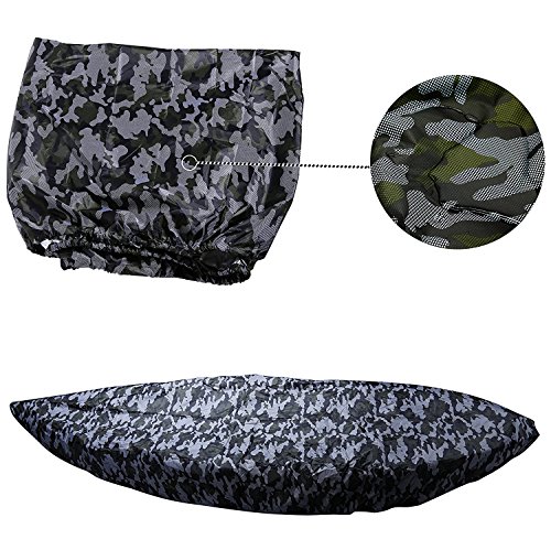 (2.6M-6M/7.8-18Ft) Kayak Canoe Storage Cockpit Dust Cover , Waterproof Uv Sunblock Shield Protector For 7 Sizes Boat,Kayak,Canoe,Paddle Board (Black Camo, Suitable For (3.1-3.5M/9.3-10.5Ft) Kayak) #TOP5