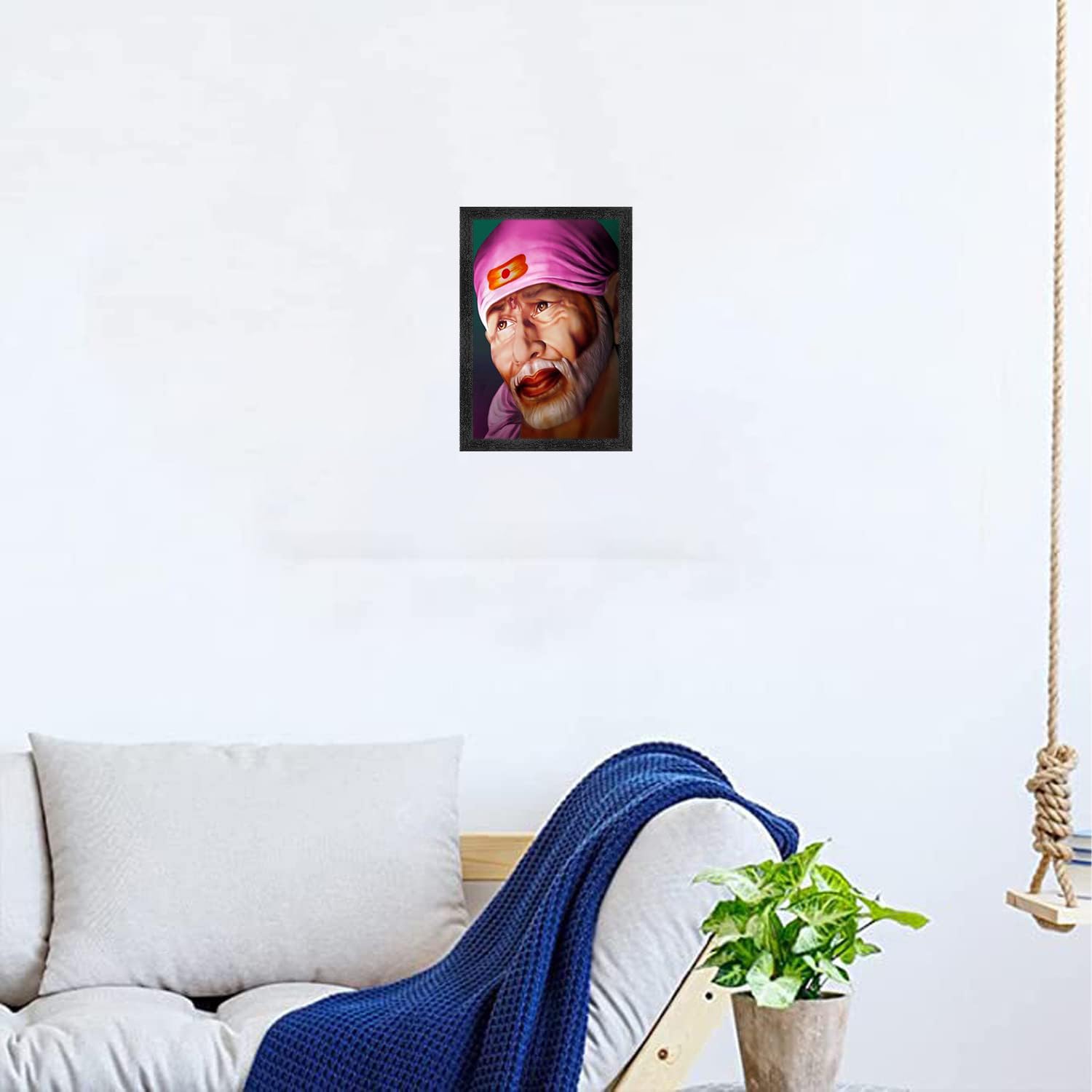 Dharvika Innovations ® saibaba photo frame big size/sai baba photo frame/saibaba paintings for wall/saibaba portrait - (Without Glass) (14×20 Inch) (Design 16, Black Frame) - Image 5 thumbnail