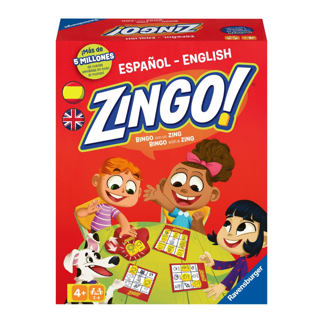 Ravensburger - Zingo | Gry edukacyjne dla dzieci od 4 lat | Gra planszowa dla dzieci | Bingo dla dzieci | Gry stołowe dla 4 lat do nauki angielskiego | wersja hiszpańska