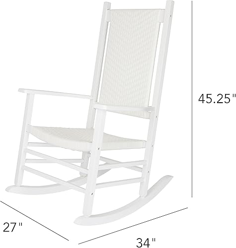Miniatura 3 de Shine Company 4335WT Hampton - Mecedora de madera para patio al aire libre, color blanco