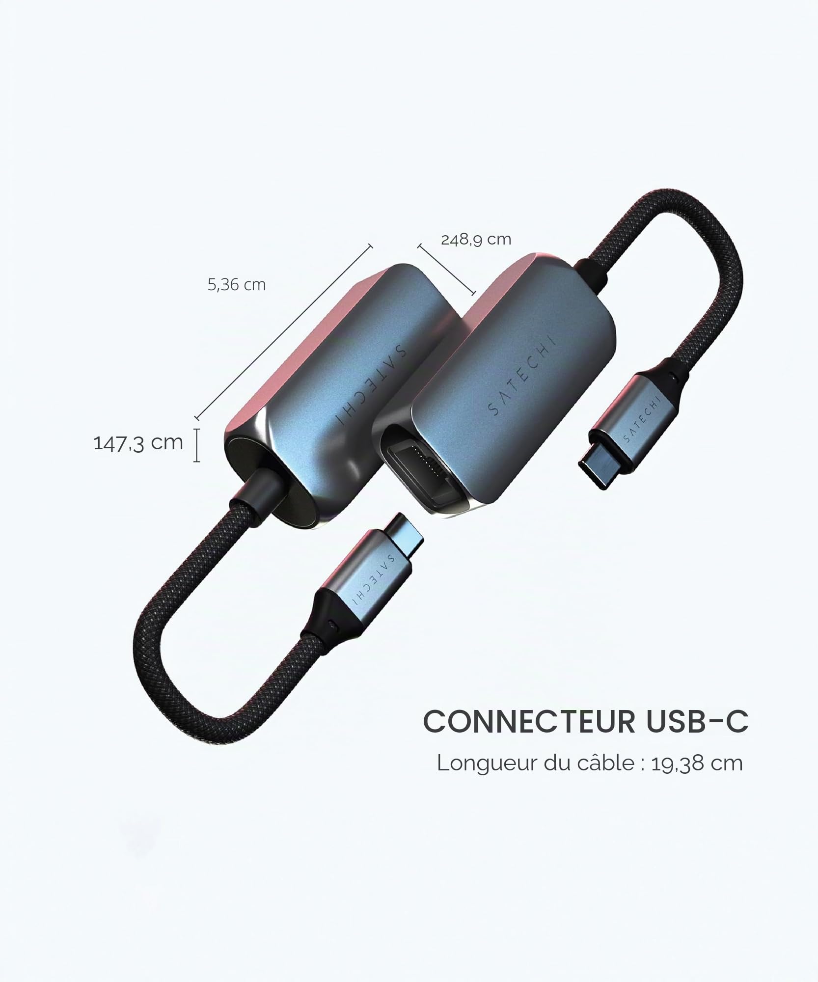 SATECHI Adaptateur Ethernet USB-C 2.5Gbps | Connexion réseau ultra-rapide, design compact plug-and-play, pour MacBook Air/Pro, PC portables Windows, iPad et iPhone