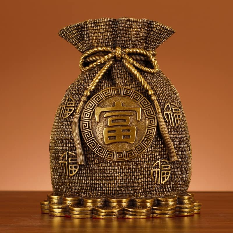 铜器纯铜存钱罐福袋礼品金属工艺品家居财位店铺开业(1PCS 8寸高21cm元宝存钱袋)