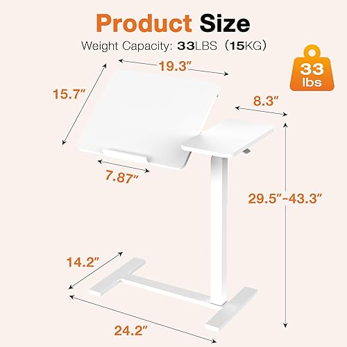 Miniatura 10 de Sweetcrispy Escritorio pequeño de pie con altura ajustable, soporte móvil para laptop con ruedas, estación de trabajo portátil para computadora con