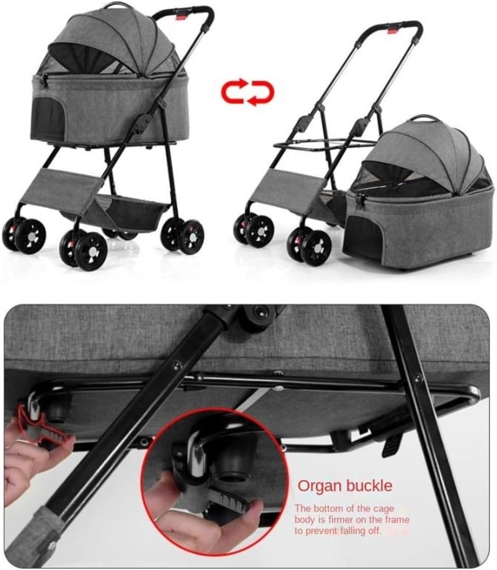 Stroller for Cats Dog Stroller Foldable Dog Cat Stroller with Detachable Carrier Pet Stroller with 3 Window Storage Basket for Small Medium Dogs Cats Pet Carrier Strolling Cart(Blue)