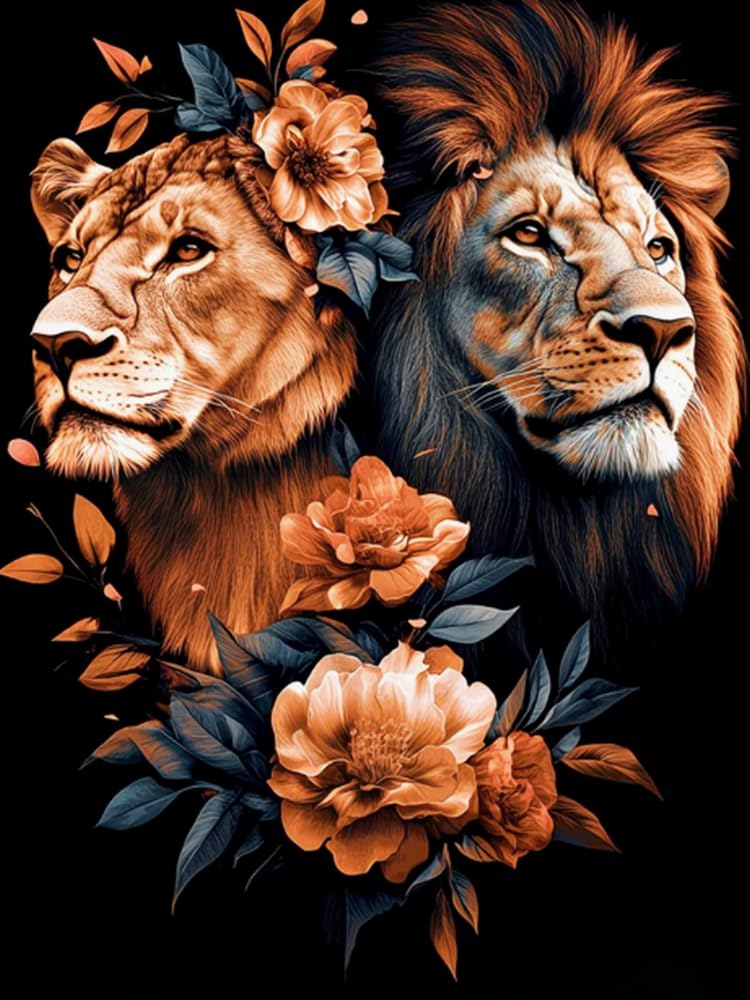 Eiialerm Cross Stitch Kits for Adults Lion 11CT Pre-Printed Pattern Stamped Cross-Stitching Embroidery Kit Needlework Gifts 16x20 inch