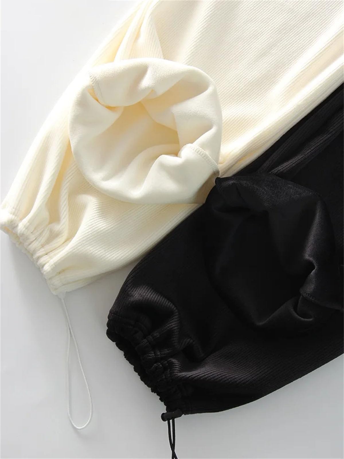 Warme Cordhose für Damen, hohe Taille, dicke Fleece-Hose, lockere Fleece-Hose