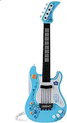 Guitarra de Brinquedo Infantil, Brinquedo de Instrumento Musical Multifuncional de Imitação de Baixo Rock para Crianças (Azul)