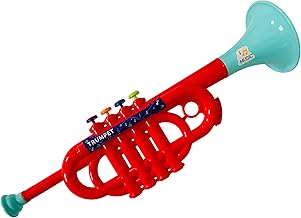 Trumpet Toy for Children, 35 cm, 4 Keys Trumpet Plastic Sax Toy Saxophone 35 cm with 8 Keys Jazz Musical Instruments Wind Sax Horn Toy, Assorted Colours Random Colour (Trumpet)