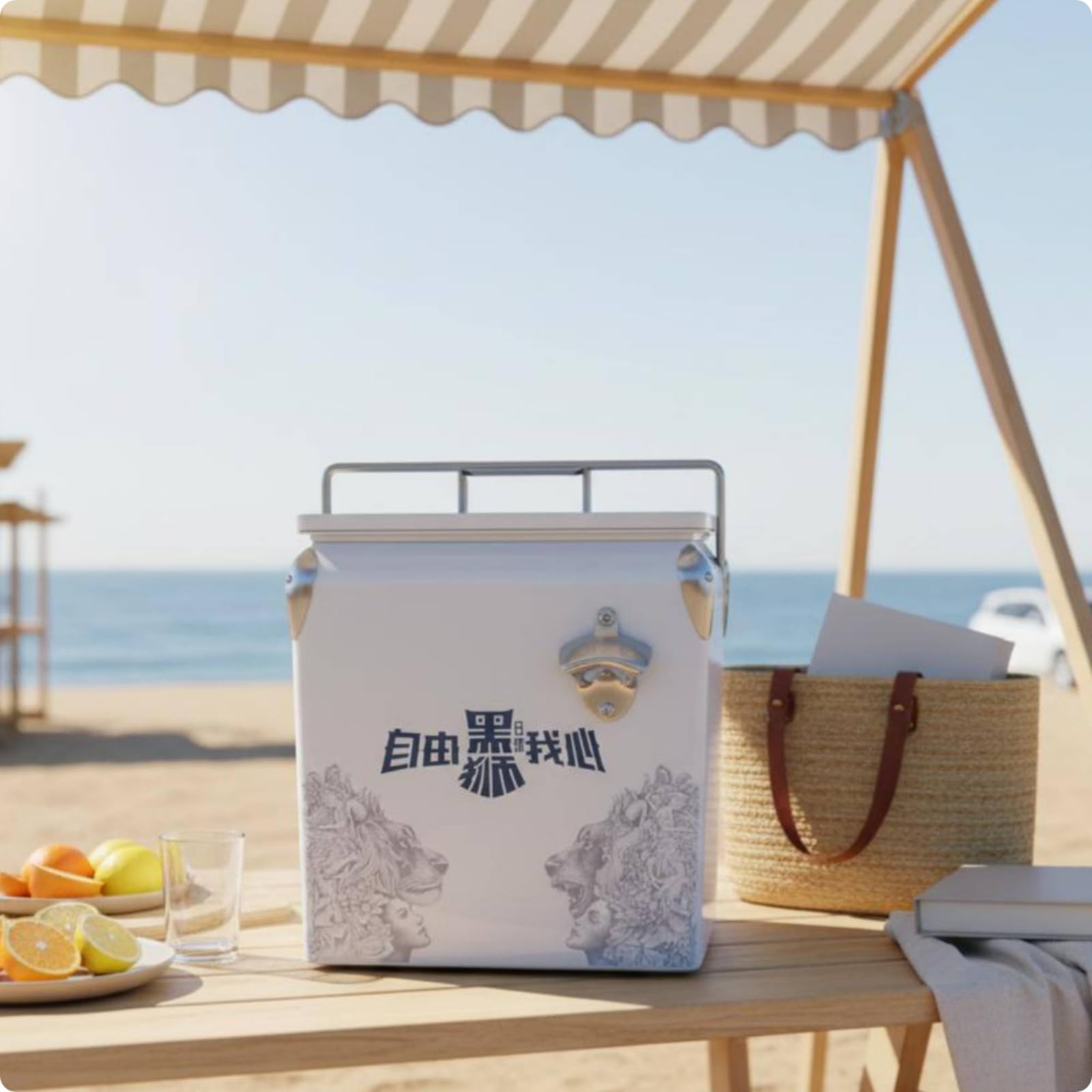 Borsa Termica Portatile Frigo da Campeggio Contenitore Isolato Ghiacciaia Picnic con Esterno Liscio E Resistente E Chiusura Affidabile Adatta a