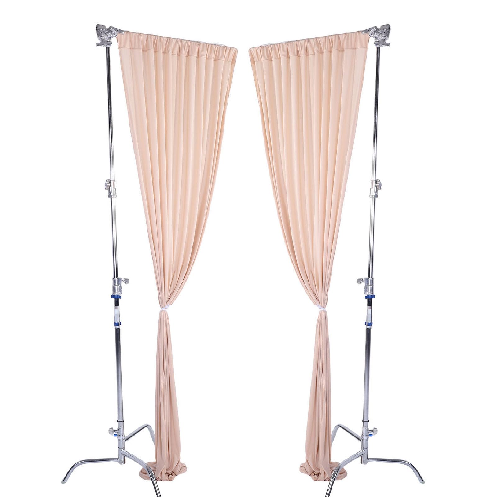 Srliya Tissu de Toile de Fond Champagne élégant, Rideaux de Fond de Mariage en Mousseline de Polyester 5x10 Pieds, Décorations de Cabine Photo