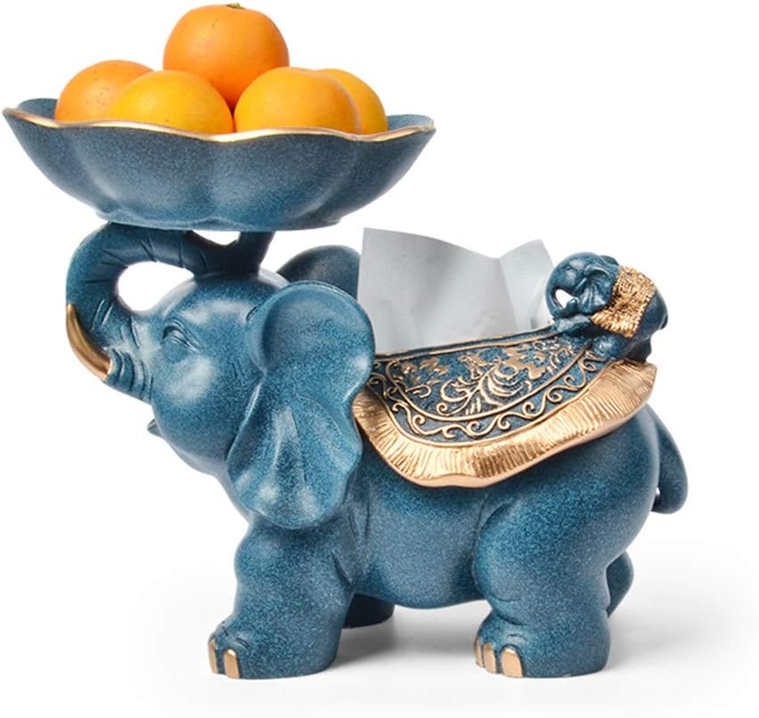 WHHJW Elephant Desktop Decoration, Tissue Box/Storage Box/Fruit Tray, Creative Animal Resin Material, for Living Room/Coffee Table, Stored Key, Remote Control, Paper,Tray-2531cm(9.812.2inch)