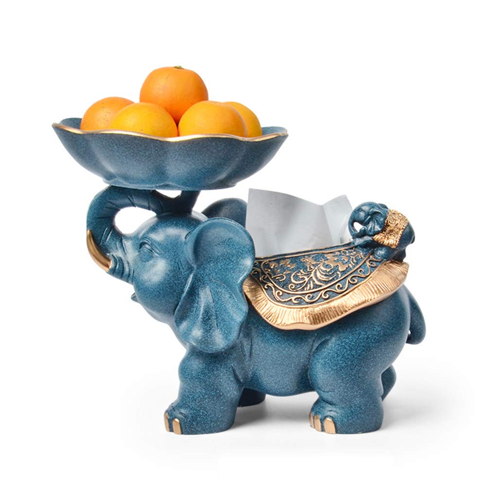 WHHJW Elephant Desktop Decoration, Tissue Box/Storage Box/Fruit Tray, Creative Animal Resin Material, for Living Room/Coffee Table, Stored Key, Remote Control, Paper,Tray-2531cm(9.812.2inch)