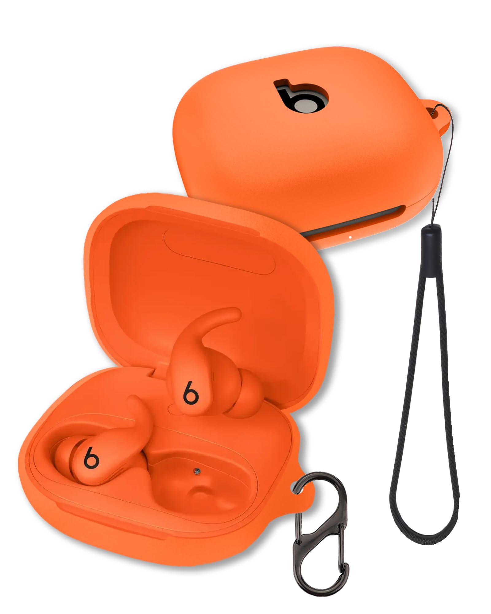 KNOXS Cover Protettiva In Silicone Per Powerbeats Fit 2025 – Morbida, Antiuurto, Con Moschettone – Finitura Opaca, Colore Nero