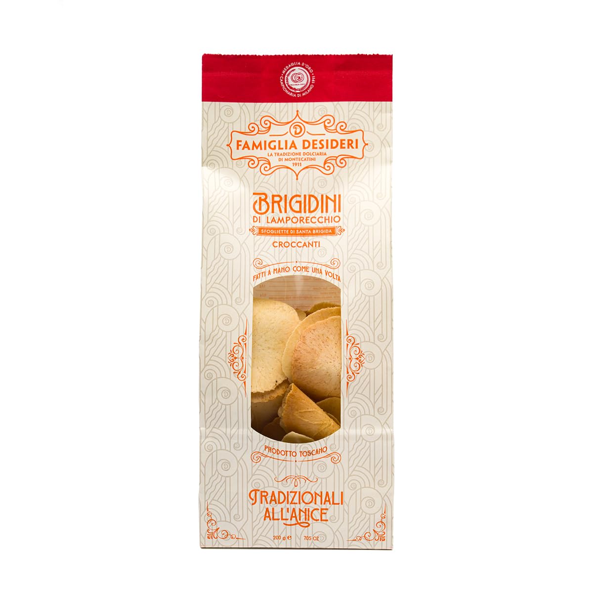Famiglia Desideri - Brigidini di Lamporecchio all'anice, biscotti croccanti artigianali italiani, sfogliette tipiche toscane dolci tradizionali, 200g