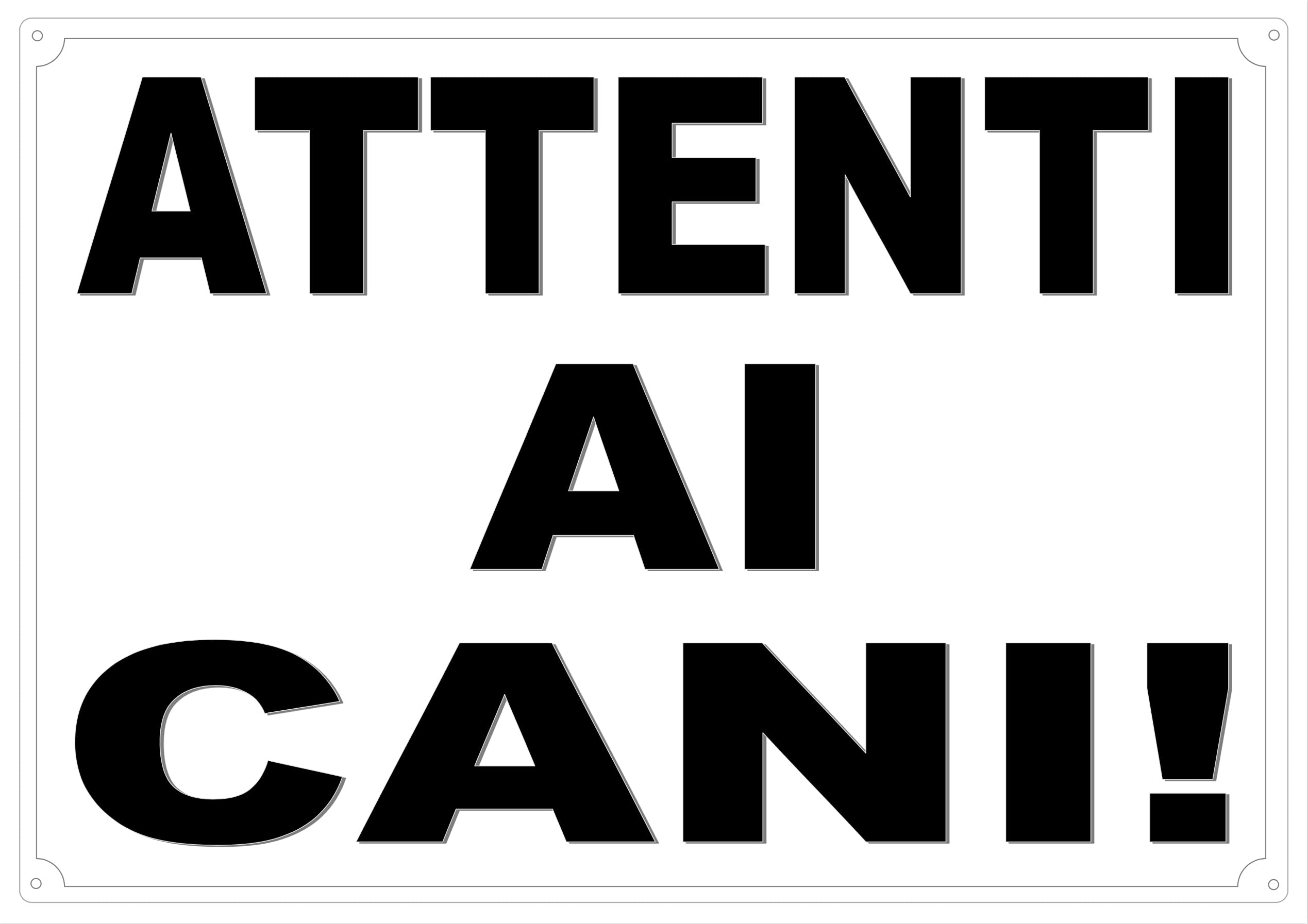 Targa da cancello Solo Scritta ATTENTI AI Cani Colore Nero cm 30 x cm 21,5 (Nero)