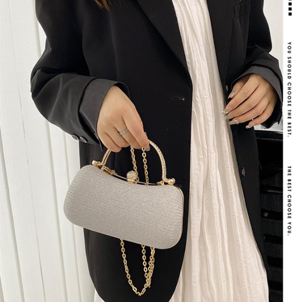 Evening Handbags for Women Sparkling Clutch Purses Wedding Evening Bag with Rhinestone Handle and Chains