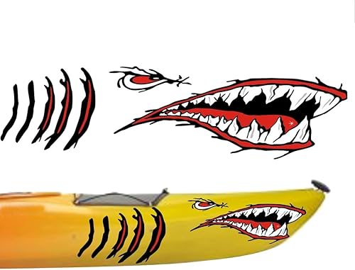 Miniatura 3 de MagiDeal 2 calcomanías impermeables para boca, ojo, kayak, pesca, barco, ventana, laptop, calcomanías