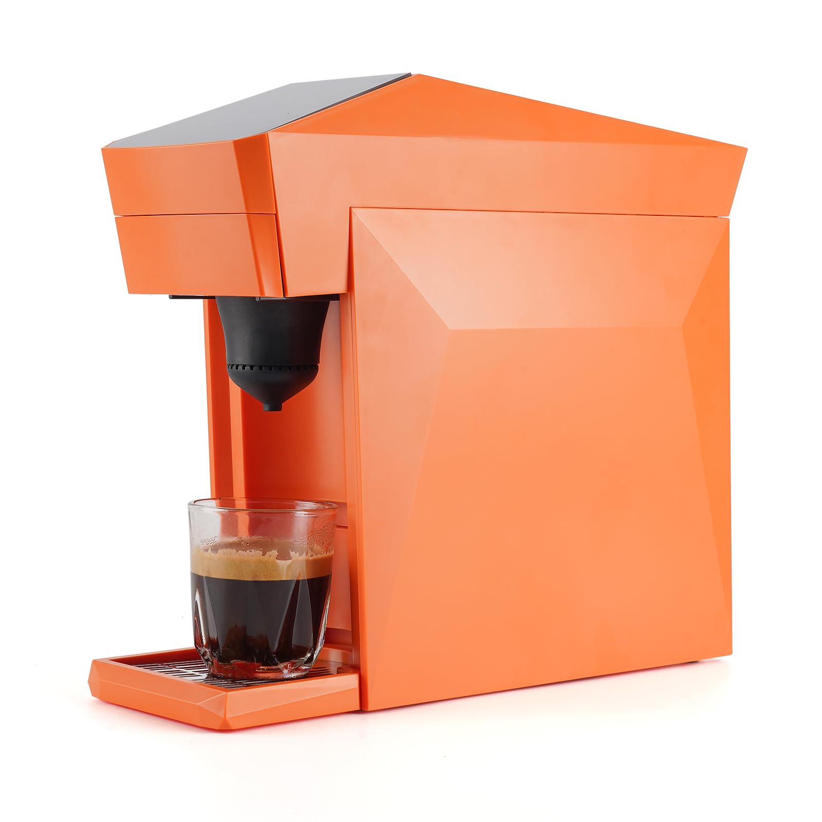 Máquina de café 4 en 1 desechable, 19 bar para cápsulas KCup Capsules/Nespresso OriginalLine/Dolce Gusto/Ground Coffee, naranja vibrante