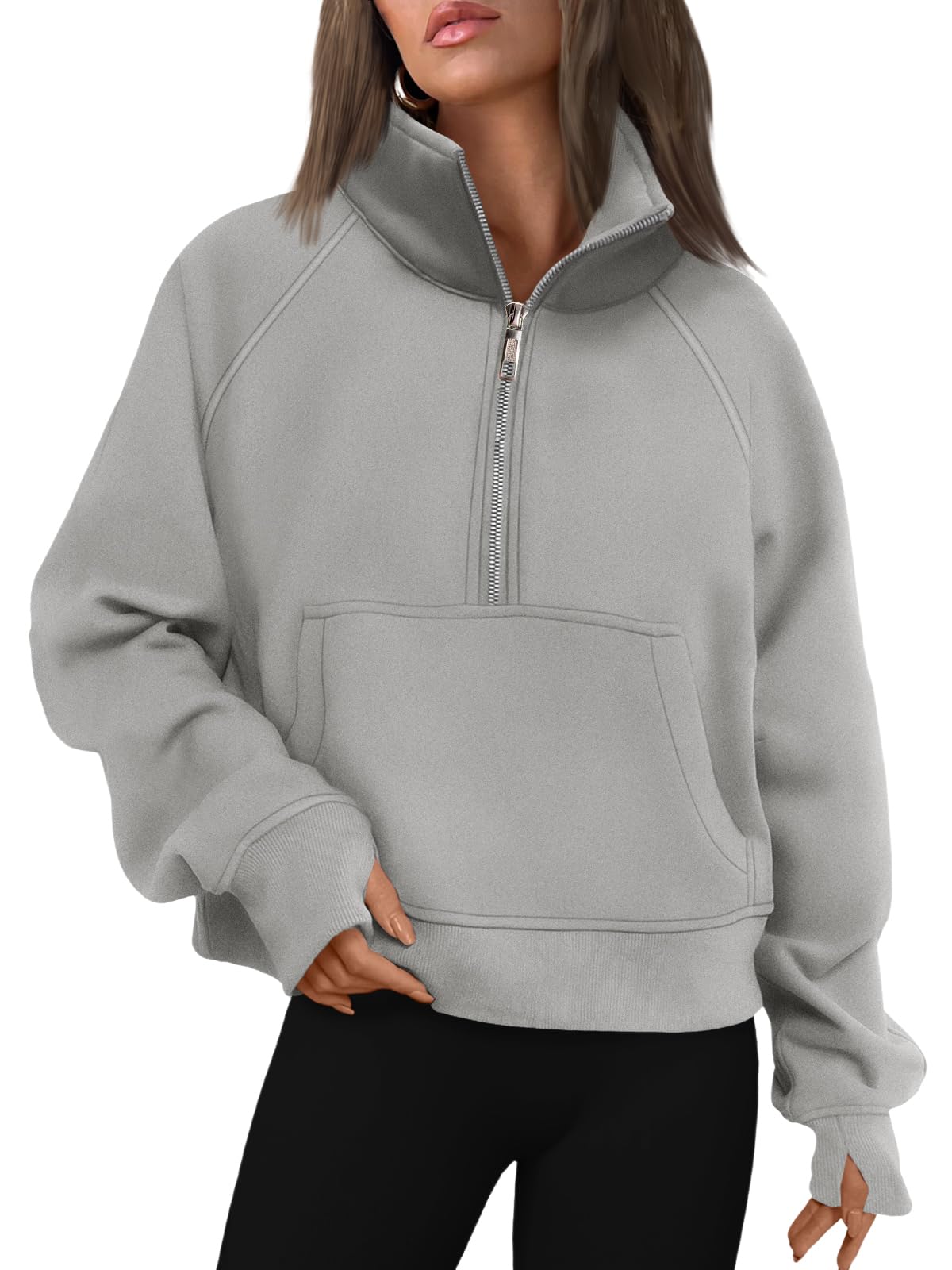 AUTOMET Womens Sweatshirts Half Zip Fleece Pullover Fall Outfits | Fall Fashion Clothes 2026,Cropped Sweatshirts,Cute Y2k Tops,Quarter Zipper Sweater,Winter Loungwear Outfits