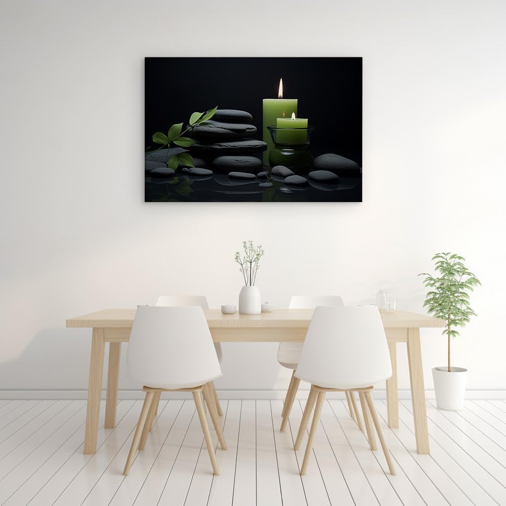 Canvas for Living room. Illuminating Serenity: A Study in Green Hues and Tranquil Tones, 27 x 18 inch Canvas Wall Art - Contemporary Masterpieces - Modern Home Decor - 69x46 cm (27x18 inch)