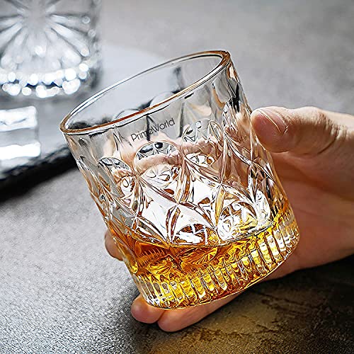Image of PrimeWorld Cristalleria European Crystal Whiskey Glasses Set of 6 pcs- 300 ml Bar Glass for Drinking Bourbon, Whisky, Scotch, Cocktails, Cognac- Old Fashioned Cocktail Tumblers