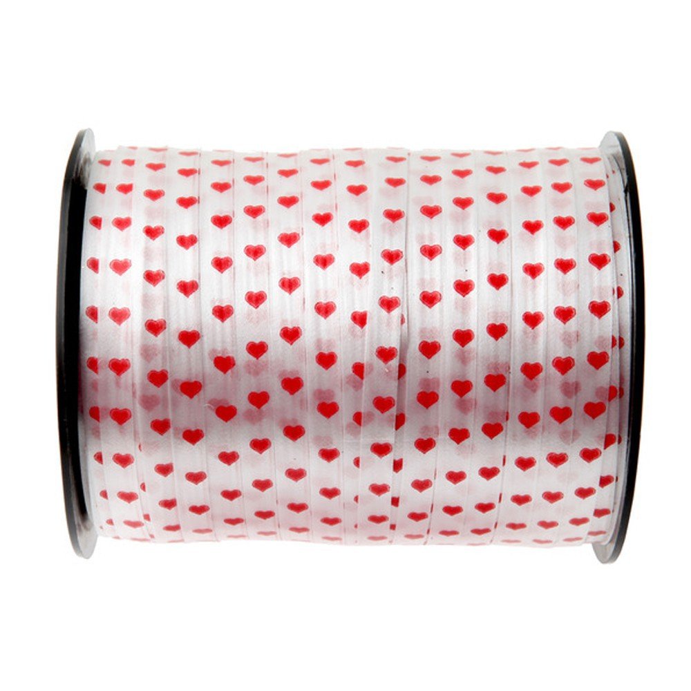 Curling Ribbon Heart 7.5 mm x 50 m White Heart Garland Heart Ribbon - 3994