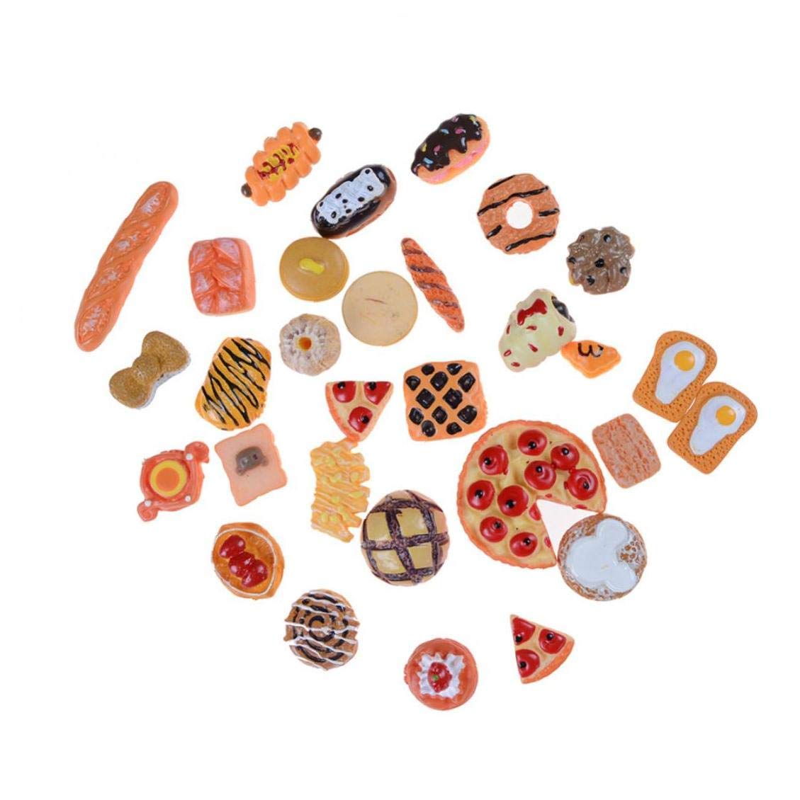 Cute Mini Play Toy Fruit Food Cake Biscuit Donuts Miniature for Dolls Accessories Kitchen Play Toys(Set of 10)