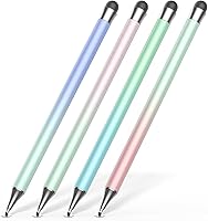 Dilizu 2-in-1 Stylus Pens for iPad (4 Pack) - Precision Disc & Rubber Tip, High Sensitivity for iPhone, Android Tablets & Touchscreens (Light)