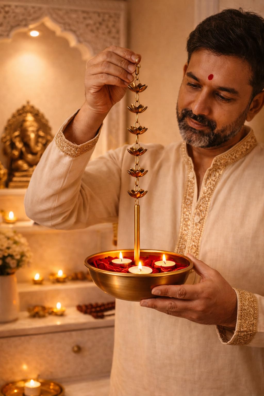 Agaas Enterprises Beautiful Hanging Urili/uruli Bowl For Home Decoration/Door Decor Festival Diwali Decoration Anjali Diya for Floating Flower Candles set of 1