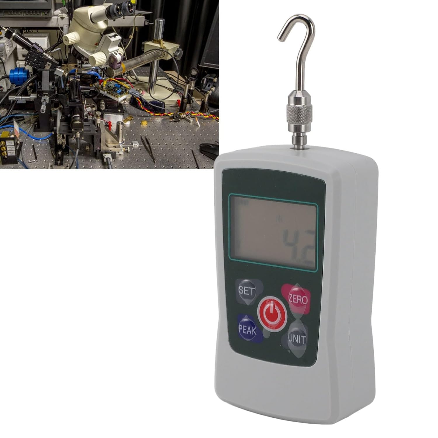 Portable Force Tester Digital Force Gauge Aluminum Alloy with Sensor and Clear Digital Display, Versatile Measurement for Material Mechanics and Quality Control Testing