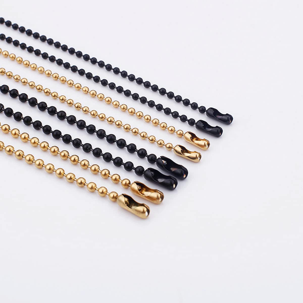 Bola de Cuentas de Acero Inoxidable, Collar de Enlace de Cadena Negra para Mujeres 45cm-76 cm