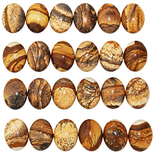 Sunyik Picture Jasper Cabochons Cab Flatback For Jewelry Making,22X30Mm,Pack Of 10 #TOP1