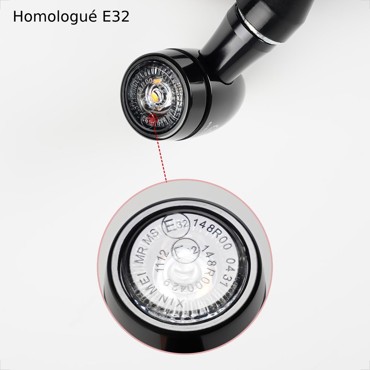 evermotor 3 en 1 Clignotants Moto LED Mini Bullet,Homologué E32 - Indicateurs Universels en Alliage CNC 12V Étanche IP67 - pour Moto, Scooter, Quad (2Pcs)