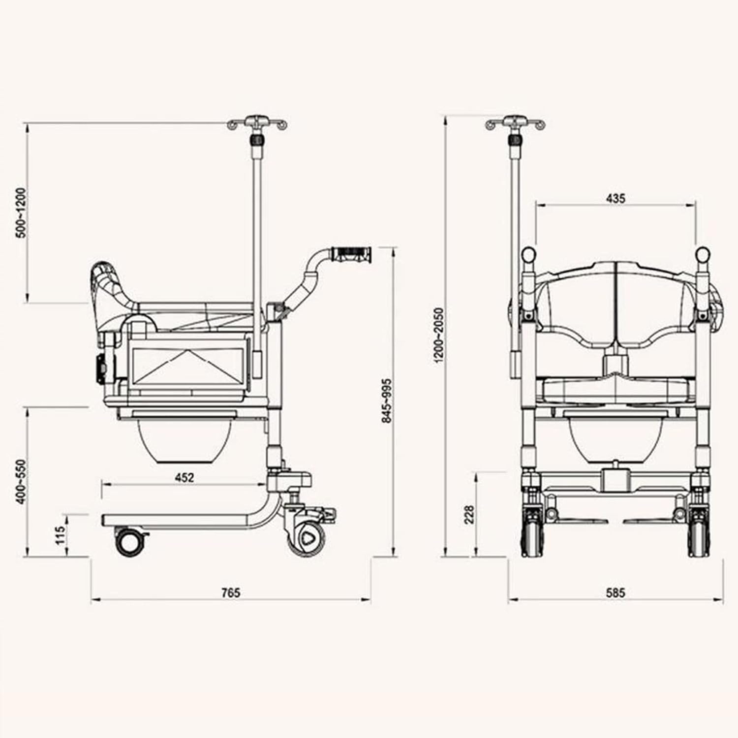 YAMIA1115 Multifunctional Wheelchair Shifter Multifunctional Household Bedridden Paralyzed Elderly Care for The Disabled Toilet Folding Chair Scooter Load Bearing 125KG : Health & Household