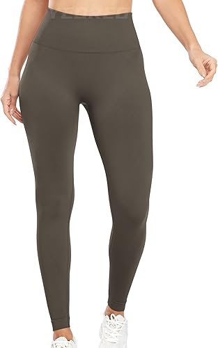 Miniatura 2 de YEOREO Leggings de entrenamiento para mujer, sin costuras, de cintura alta, pantalones de yoga sólidos, Verde -Oliva