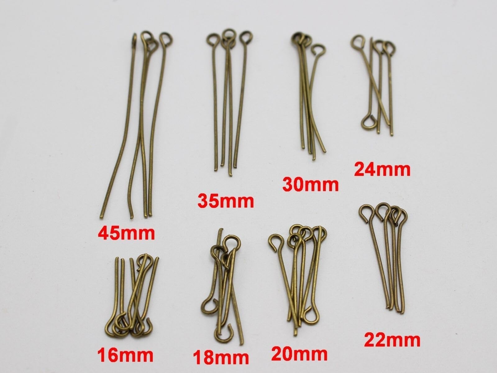 ALBERTAD 800 Mixed Size Bronze Tone Eye Pins 16Mm 18Mm 20Mm 22Mm 24Mm 30Mm 35Mm 45Mm