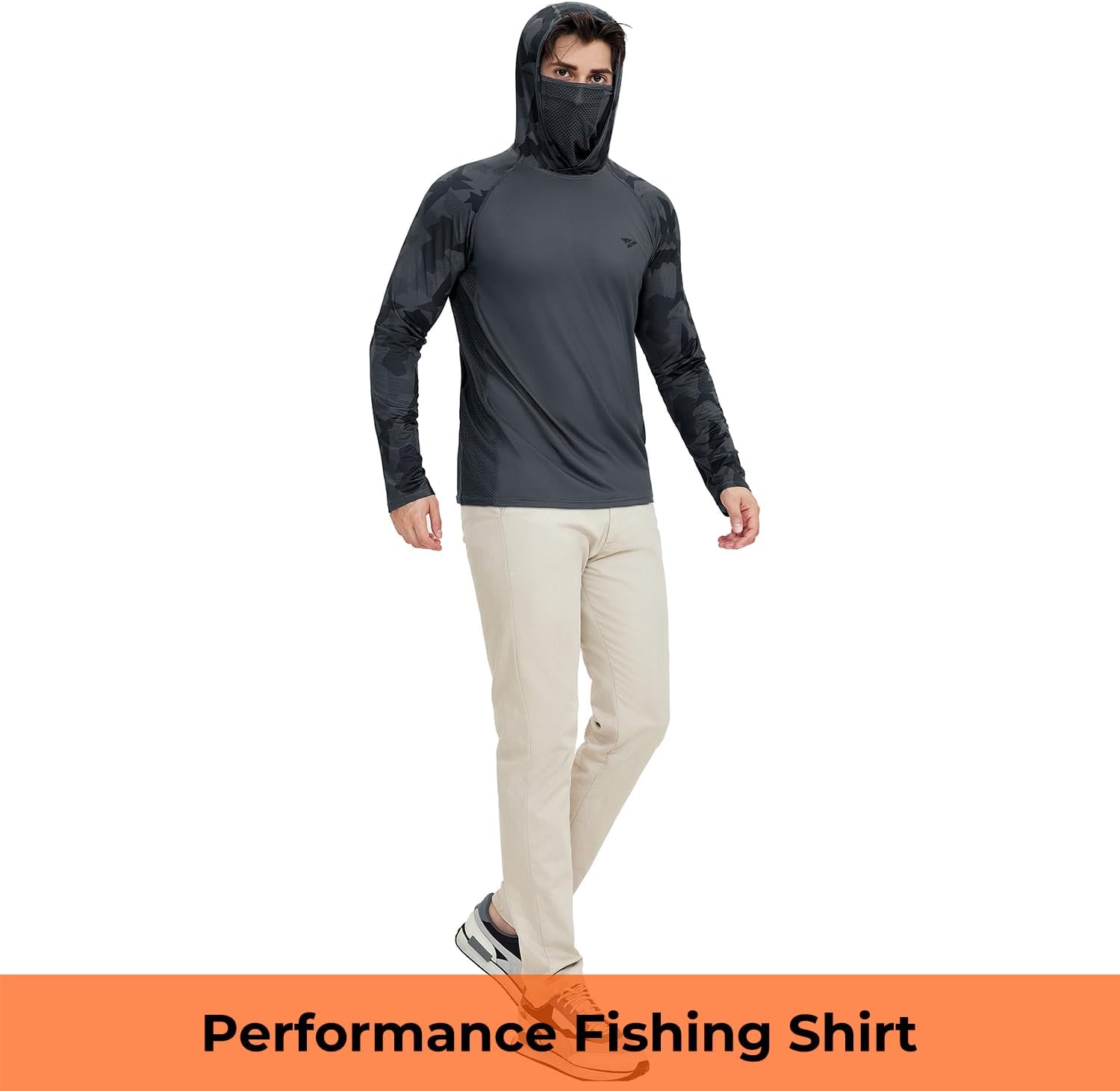 Rodeel UPF 50+ Men’s Long Sleeve Performance Fishing Hiking Shirt with Mask UV Neck Gaiter Hoodie - Image 7