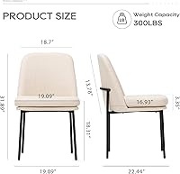 Vista 2 de COLAMY Dining Chairs Set of 2, Modern Dining Chairs, Fabric Upholstered Dining Chairs, Kitchen Chairs with Curved Back and Metal Legs for Dining