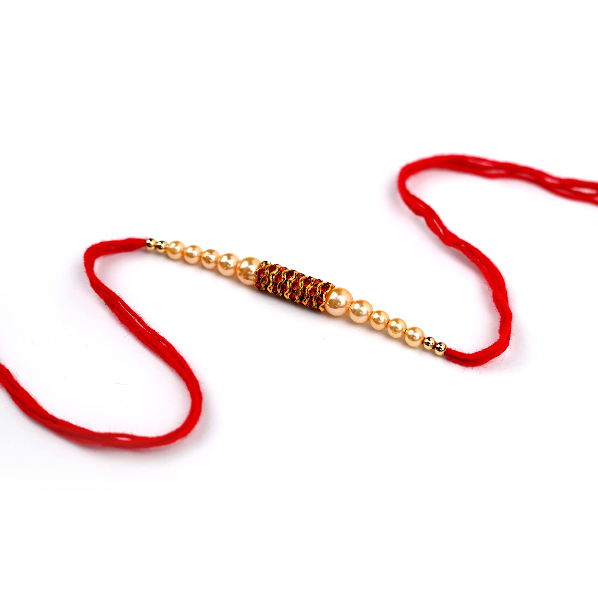RUDRA CENTRERakhi with Red Crystals and Pearls for Rakhi 2023