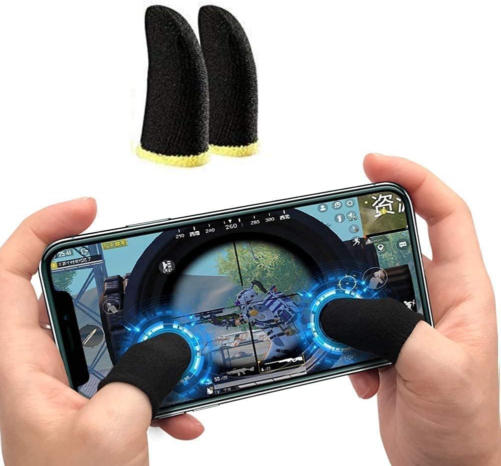 - Gaming Finger Sleeves (1 Pair) for Mobile Phone Games - Anti-Sweat, Breathable Touchscreen Thumb Gloves for PUBG, BGMI, COD, Freefire, Fortnite