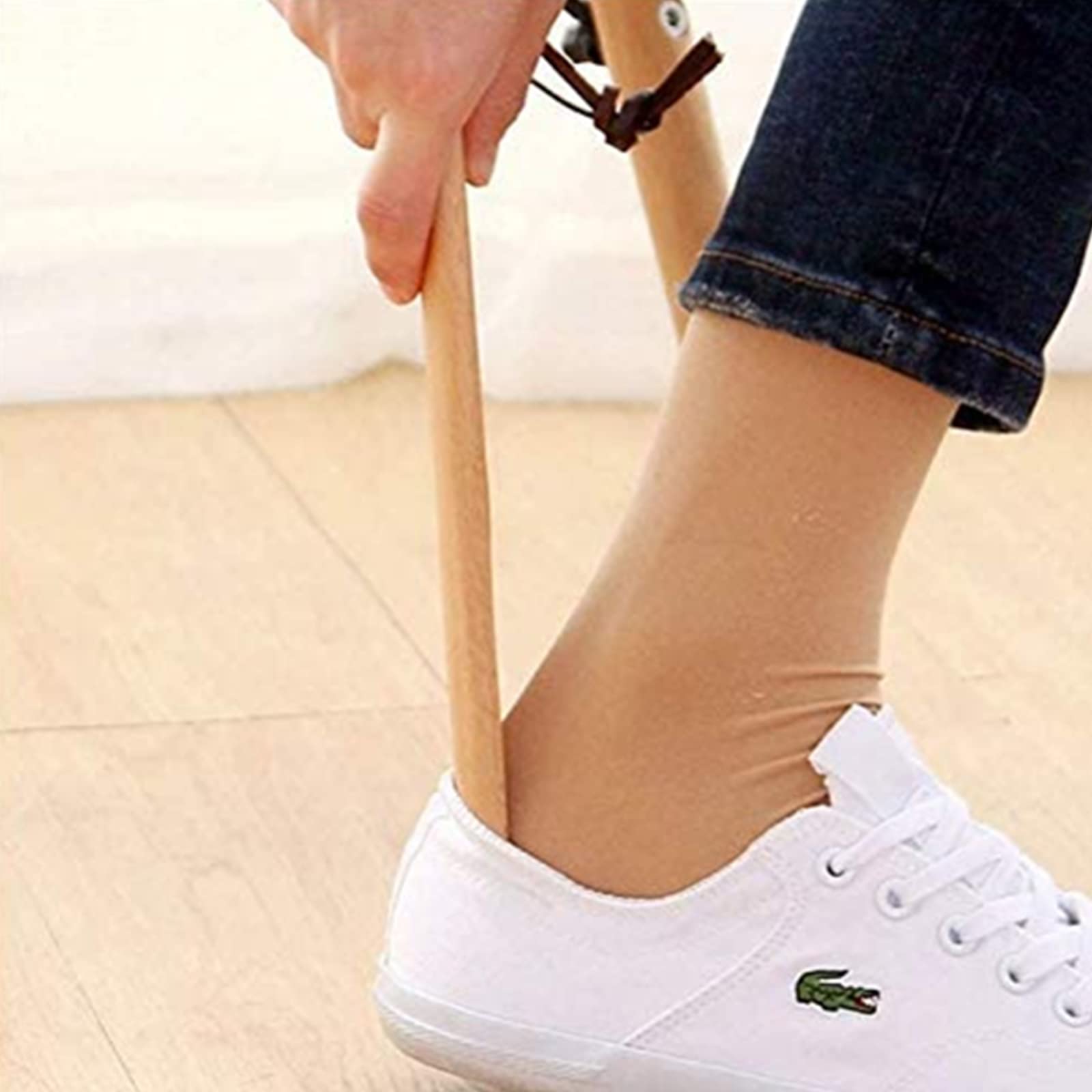 Calzascarpe 2 packs 40&16 cm forte Lungo Calzascarpe scarpa Lifter con corda appesa Calzante Scarpe faggio manico lungo corno per tutte le scarpe tacchi stivali scarpe da ginnastica
