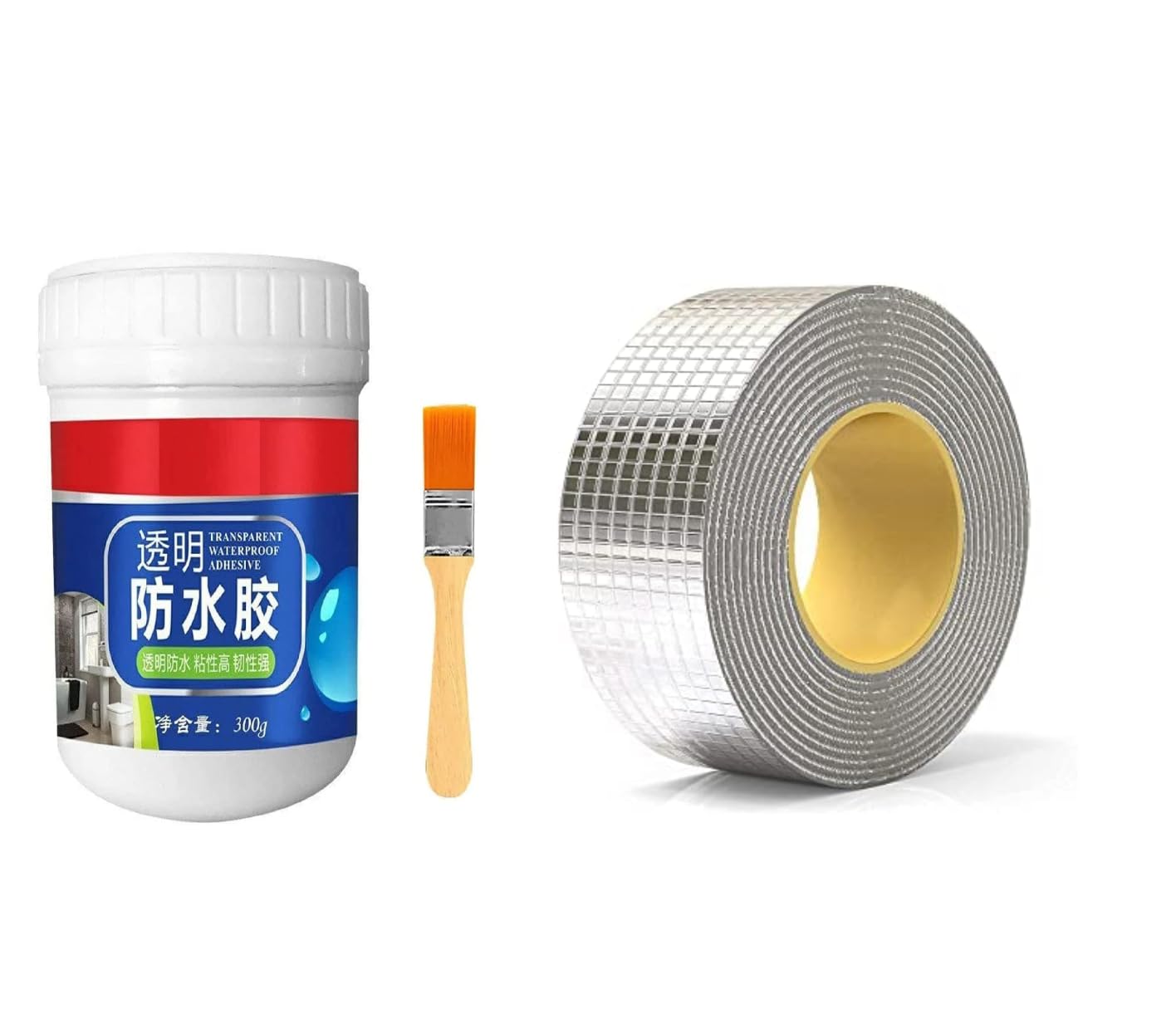 Waterproof Leakage Repair Aluminum Foil Tape 5CM & Transparent Waterproof Glue 300gm with Brush Roof Waterproofing Water Proof Glue (B0D96Q9JQH) Amazon Price History, Amazon Price Tracker