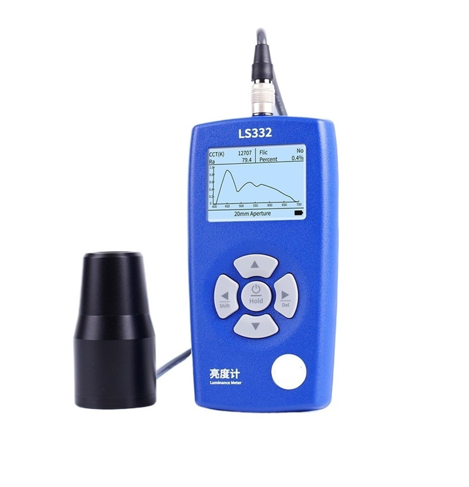 Medidor de luminosidad de pantalla LS332 con sondas de Φ10 mm/20 mm | For pantallas de visualización Lámparas Brillo Parpadeo Frecuencia CCT Pruebas CRI