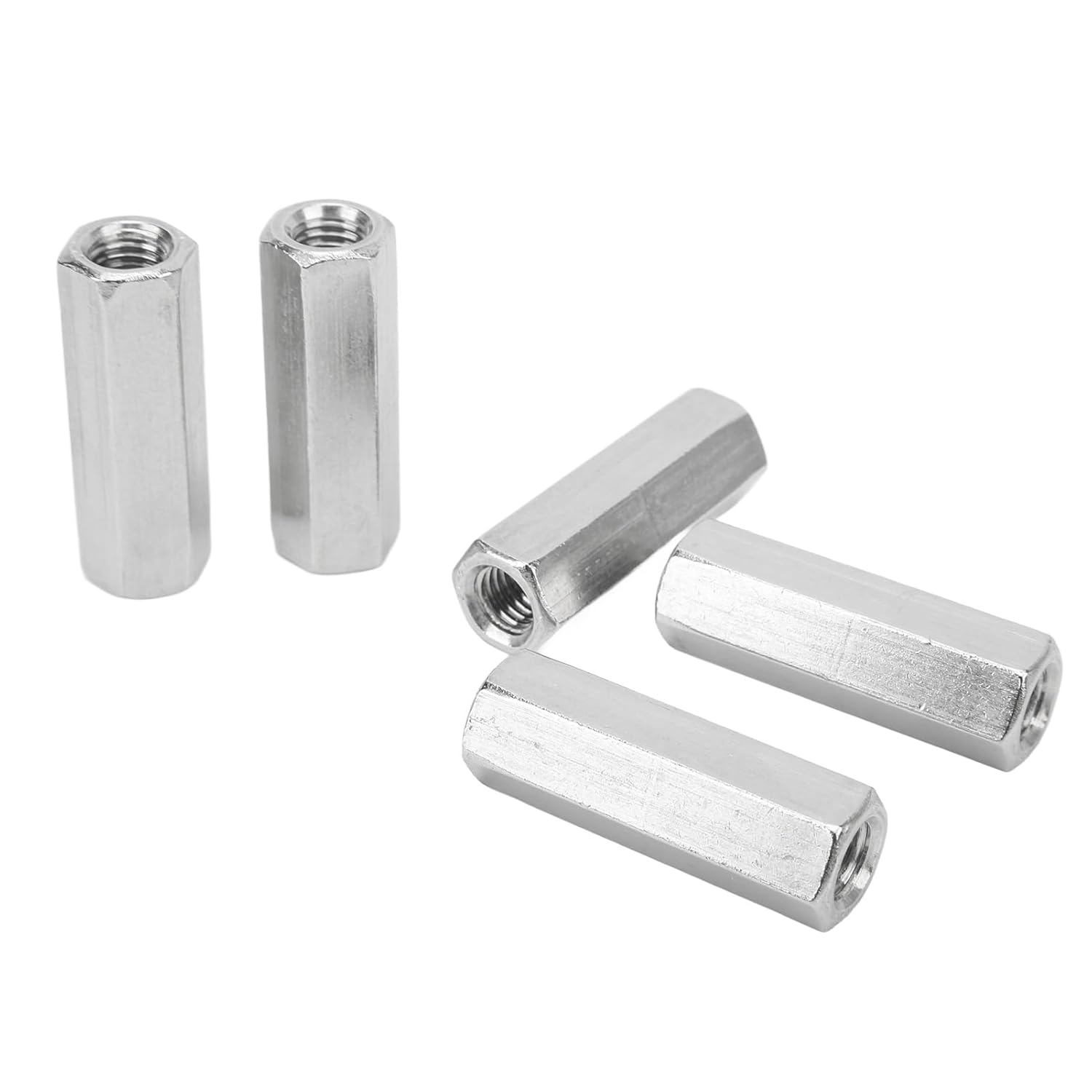 5 Pcs Hex Coupling Nut M12x1.75 L60mm, Stainless Steel Threaded Rod Connector, 304 SS Hex Rod Coupling Nut for Bolts Studs and Machine Screws, Indoor Outdoor Use