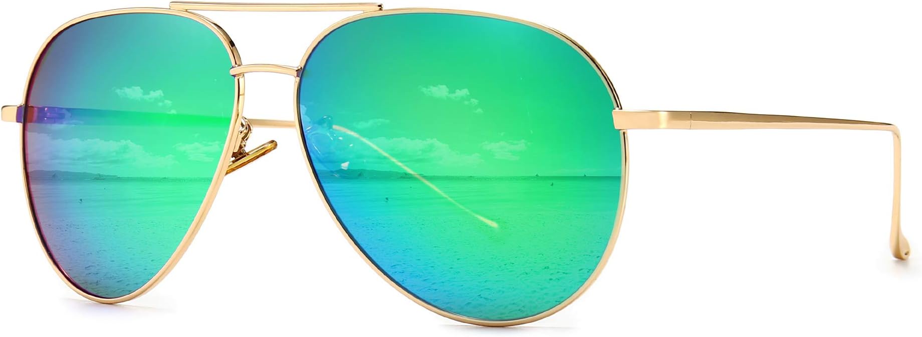 Women's Lightweight Oversized Aviator Sunglasses - Mirrored Polarized Lens