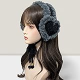 イヤーマフ 耳あて ハート グレー ブラック 耳当て 編み物