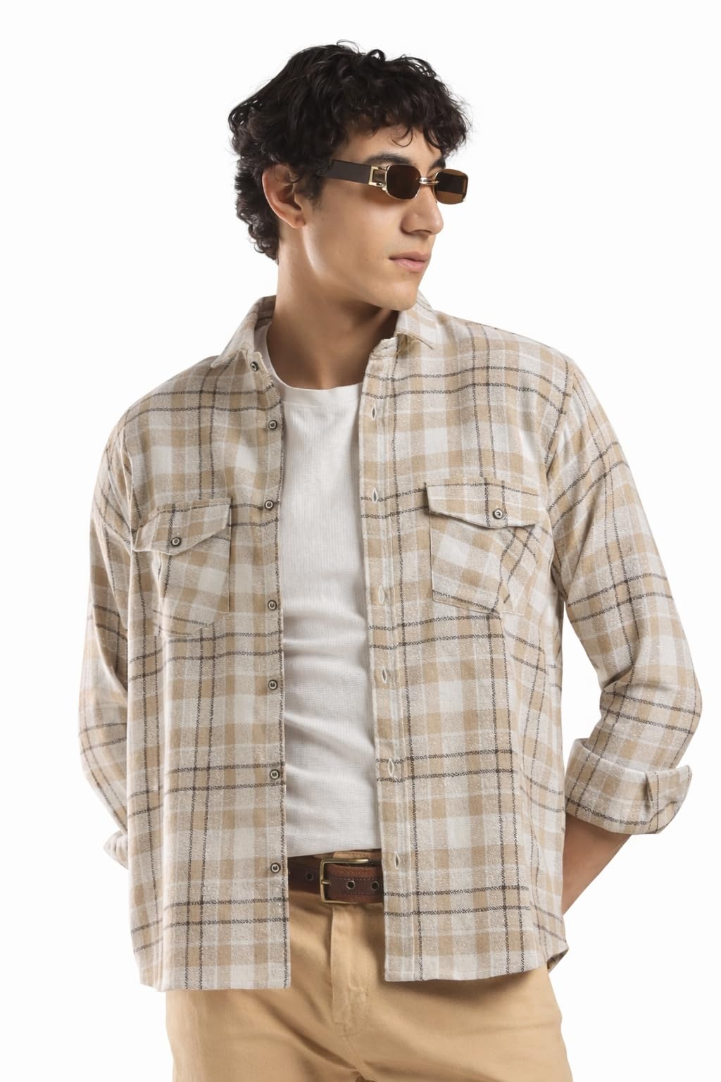 clova culture Classic Sand Check Flannel Shirt-picture-31