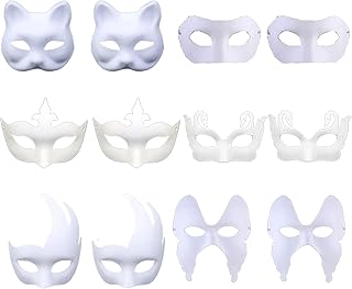 Máscara Blanca, 12 Piezas Blanco Máscara Pintada a Mano, Bricolaje Máscaras De Fiesta, Máscara Blanca Pintar De Disfraces Decoración, Para Disfraces De Carnaval Halloween Cosplay Bricolaje