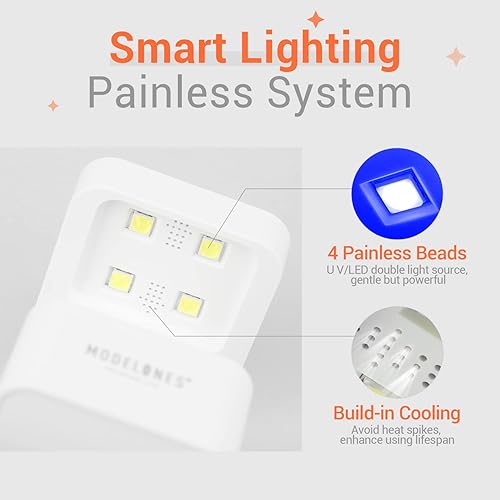 Miniatura 6 de modelones Esmalte de uñas de gel con mini lámpara de uñas, 0.5 fl oz (0.5 fl oz), color negro, esmalte de uñas LED semipermanente, esmalte de uñas